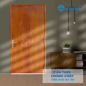 Cửa Thép Chống Cháy P1 van Gỗ 2-SGD