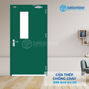 Cửa Thép Chống Cháy TCC-P1G1a dung tay day hoi-SGD